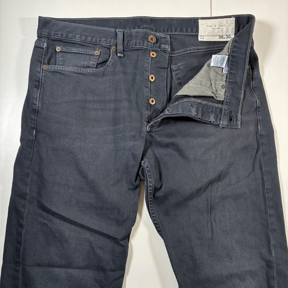 Rag & Bone Fit 2 Slim Button Fly Jeans 36x29 Blue Minna Wash Stretch Denim